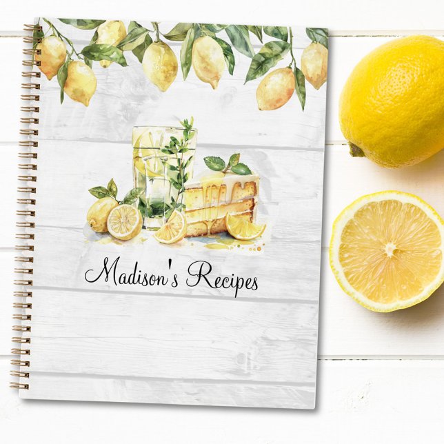 Yellow Summer Lemon Personalisiertes Rezept Buch (Close up)