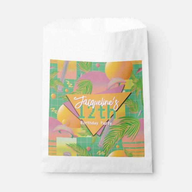 Yellow Summer Vaporwave Sunset Birthday Geschenktütchen (Vorderseite)