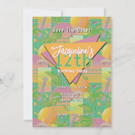 Yellow Summer Vaporwave Sunset Geburtstag Einladung