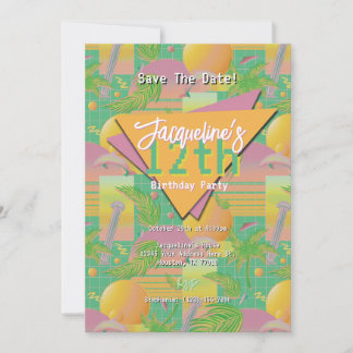 Yellow Summer Vaporwave Sunset Geburtstag Einladung