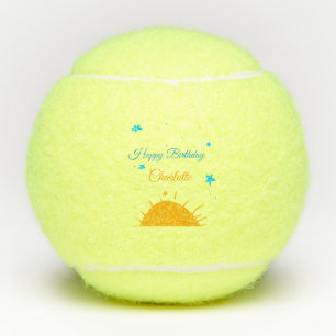Yellow sun blue stars Geburtstag hinzufügen Namens Tennisbälle