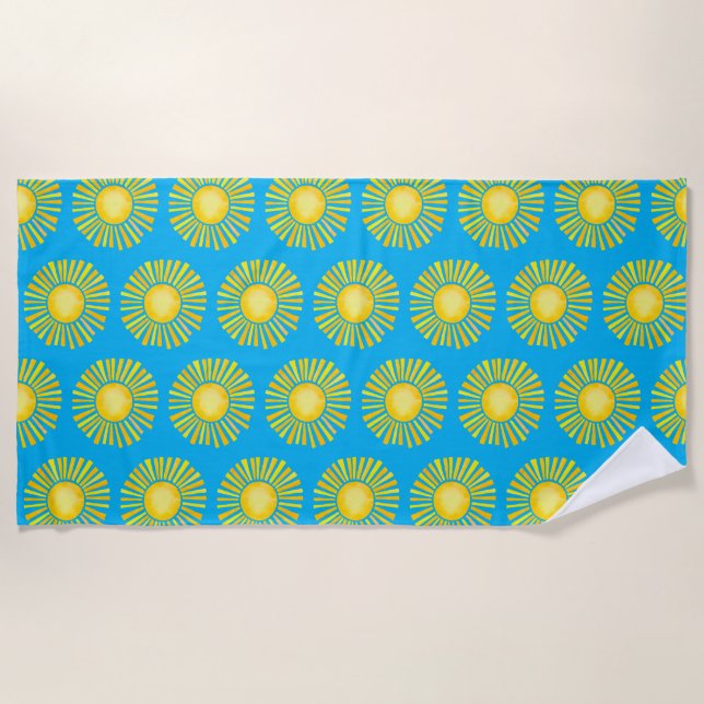 Yellow Sun Caribbean Blue Beach Handtuch (Vorderseite)