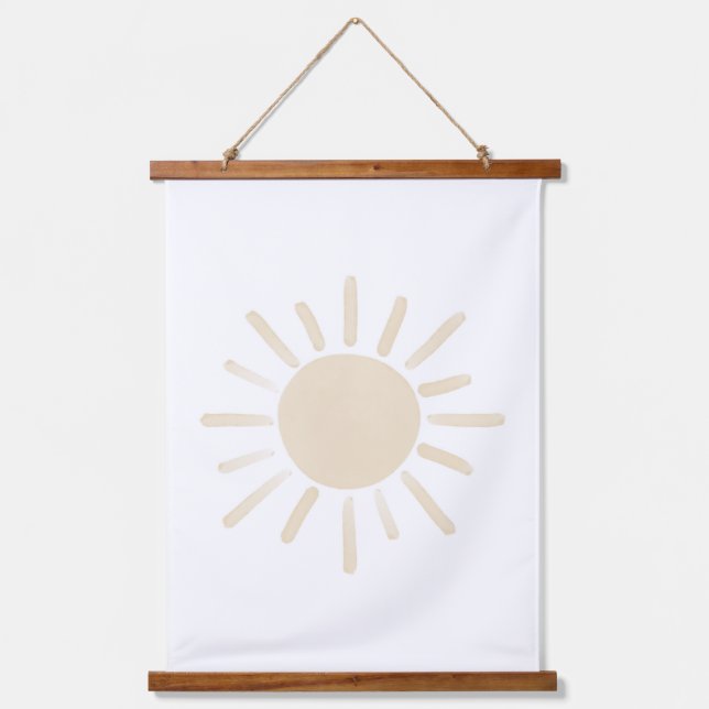 Yellow Sun Gender Neutral Nursery Decor Wandteppich Mit Holzrahmen (Vorderseite)