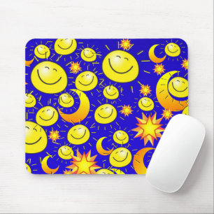 Yellow Sun Stars Moon Blue Mouse Pad! Mouse Pad Mousepad