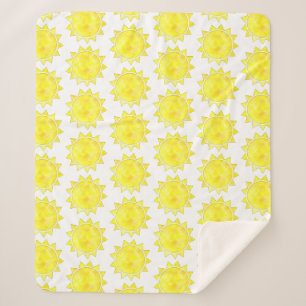 Yellow Sun Watercolor-Muster Sherpadecke