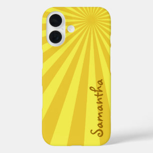 Yellow Sunburst "Add Your Name" iPhone 16 Hülle