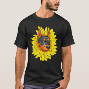 Yellow Sunflower Animal Pet Dog Dog Owner Doberma T-Shirt