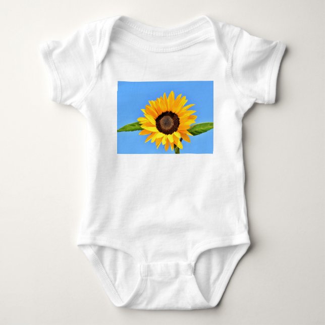 Yellow Sunflower Baby Bodysuit Strampler (Vorderseite)