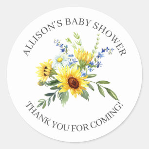 Yellow Sunflower Babydusche Danke Dusche Runder Aufkleber