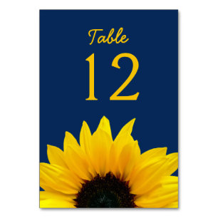 Yellow Sunflower Blume Navy Blue Wedding Tischnummer