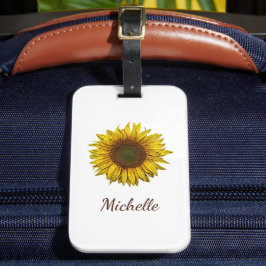 Yellow Sunflower Boho Botanical Personalized Gepäckanhänger
