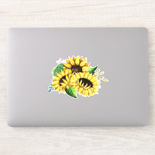 Yellow Sunflower Bouquet in Watercolor Aufkleber
