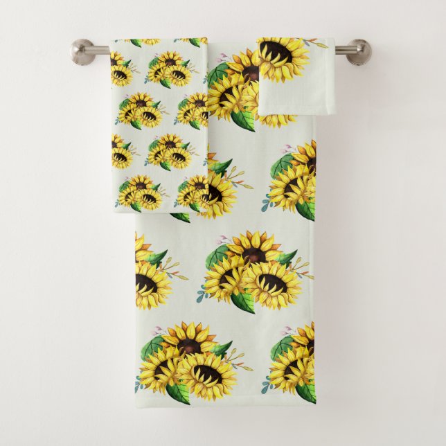 Yellow Sunflower Bouquet in Watercolor Badhandtuch Set (Insitu)
