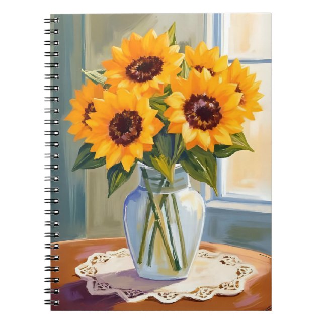 Yellow Sunflower Bouquet Watercolor Floral Notizblock (Vorderseite)