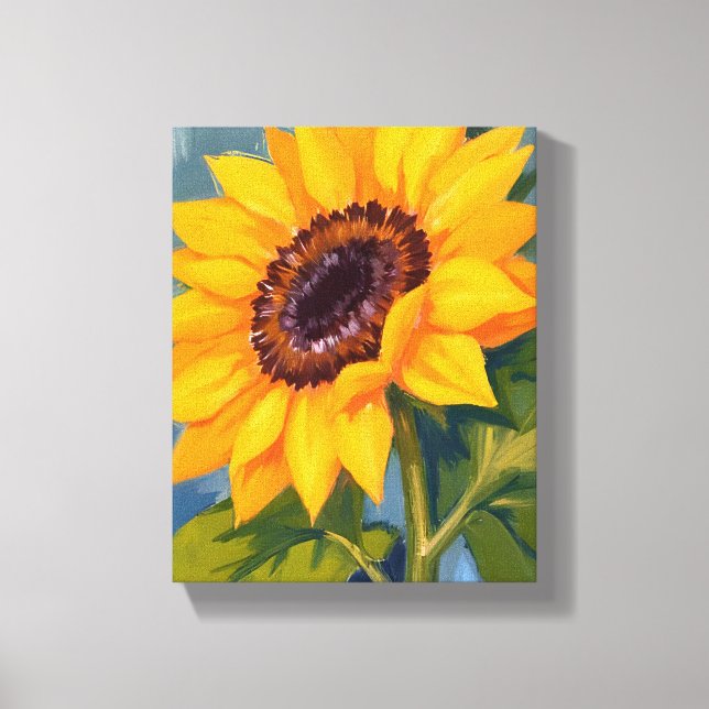 Yellow Sunflower Bright Watercolor Floral Leinwanddruck (Vorderseite)