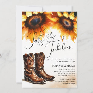 Yellow Sunflower Cowboy Boots 50. Geburtstag Einladung