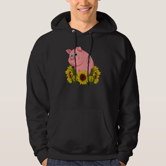 Yellow Sunflower Farm Animal  Farmer Piglet Cute P Hoodie (Vorderseite)