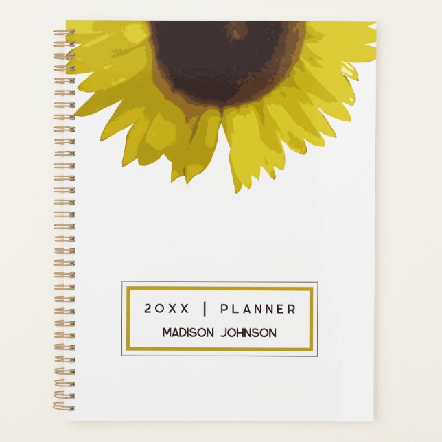 Yellow Sunflower Floral Custom Name 2026 Planer (Vorderseite)