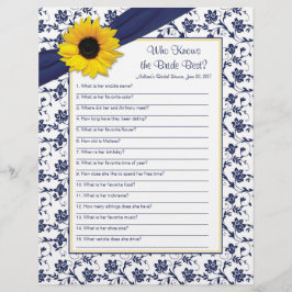 Yellow Sunflower Navy Blue Brautparty Game