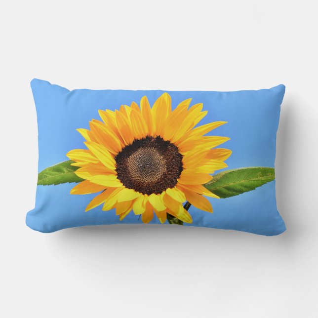 Yellow Sunflower Pillow Blue Sky Lendenkissen (Vorderseite)