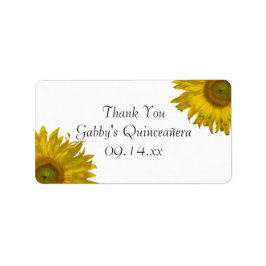 Yellow Sunflower Quinceanera Danke Ihnen für Tags Adressaufkleber