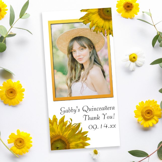 Yellow Sunflower Quinceanera Vielen Dank für Ihre  Dankeskarte (Von Creator hochgeladen)