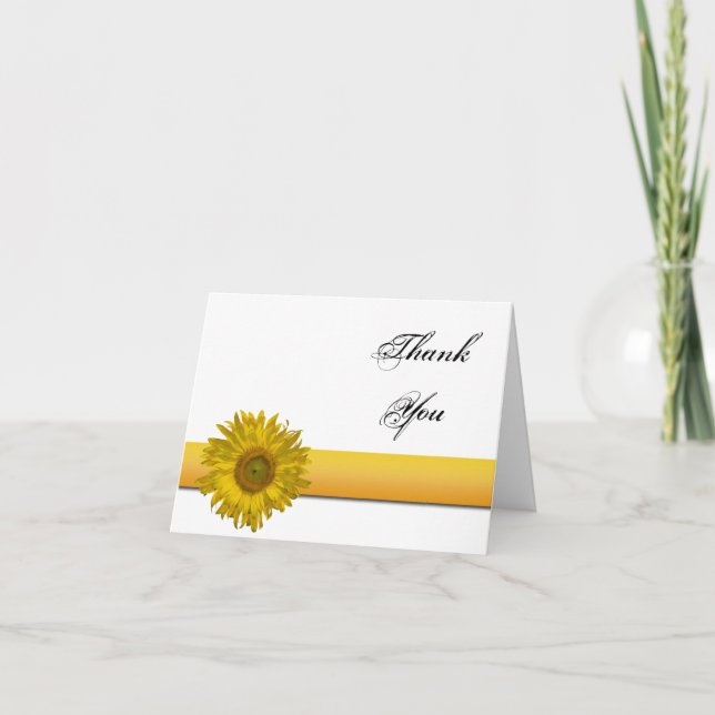Yellow Sunflower Stripe Bridesmaid Vielen Dank Dankeskarte (Vorderseite)
