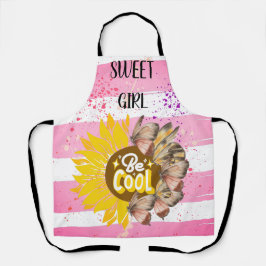 Yellow Sunflower trendy vibrant color paper art Schürze