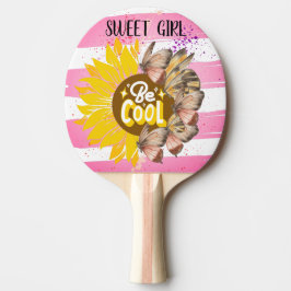 Yellow Sunflower trendy vibrant color paper art Tischtennis Schläger