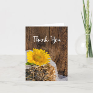 Yellow Sunflower und Barn Wood Wedding Vielen Dank Dankeskarte