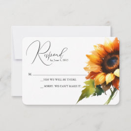 Yellow Sunflower Wedding RSVP Card Karte