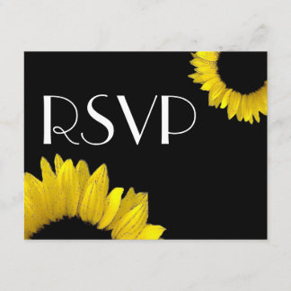 Yellow Sunflower Wedding RSVP Response Card Karte