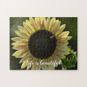 Yellow Sunflower with Bee Inspirational Quote Puzzle