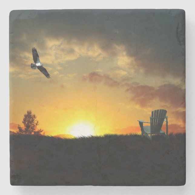 Yellow Sunset Brassy Meadow Stone Untersetzer (Vorderseite)