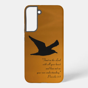 Yellow Sunset Sky Bird in Flight Faith Bible Verse Samsung Galaxy Hülle
