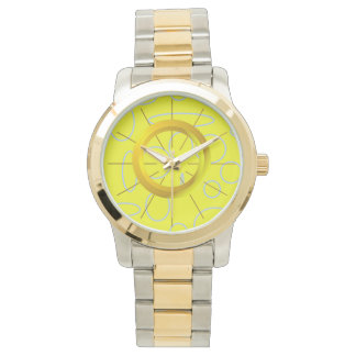 Yellow Sunshine Circles Time Watch Armbanduhr