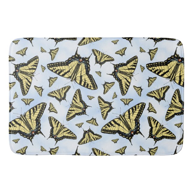 Yellow Swallowtail Butterflies Blue Sky Custom Badematte (Vorderseite)