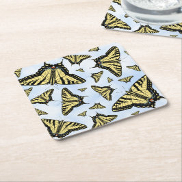 Yellow Swallowtail Butterflies Blue Sky Custom Rechteckiger Pappuntersetzer