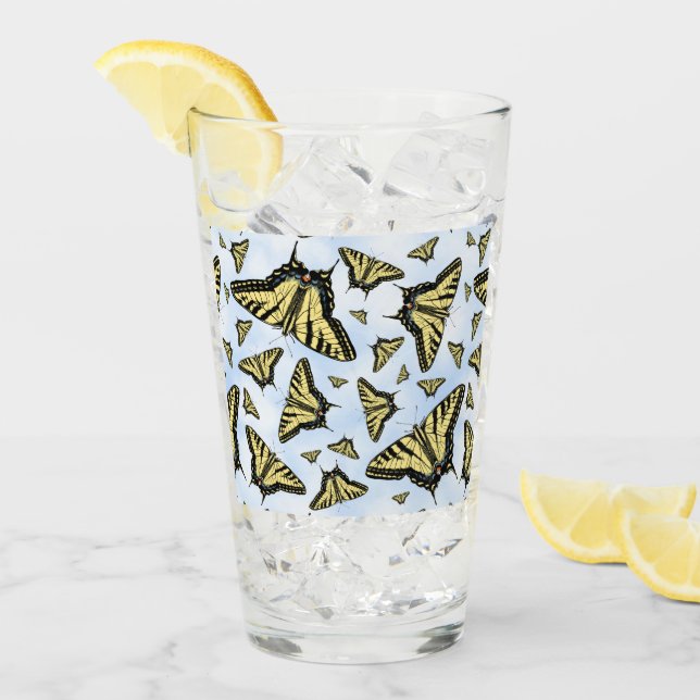 Yellow Swallowtail Butterflies Blue Sky Glas (Vorderseite Ice)
