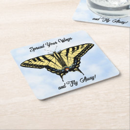 Yellow Swallowtail Butterfly Blue Sky Personalized Rechteckiger Pappuntersetzer