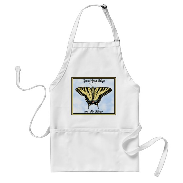 Yellow Swallowtail Butterfly Blue Sky Personalized Schürze (Vorne)
