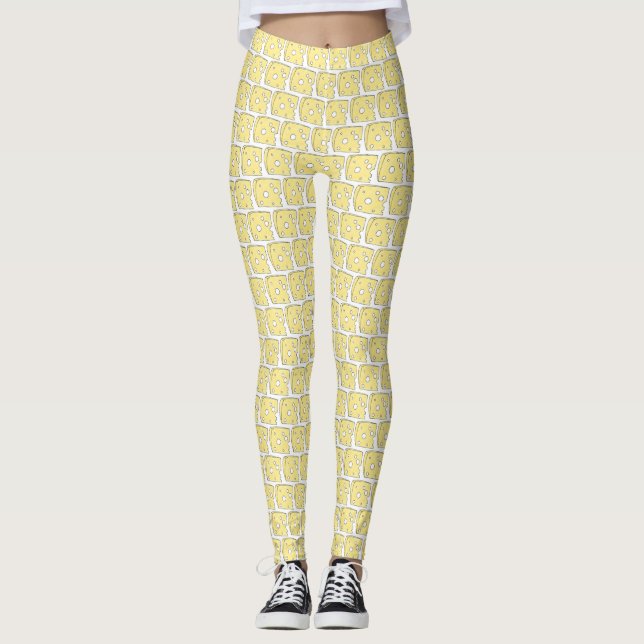 Yellow Swiss Cheese Wedge Say Cheese Food Feinschm Leggings (Vorderseite)