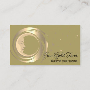 Yellow Tarot Reader Stars Moon Sun Celestial Visitenkarte
