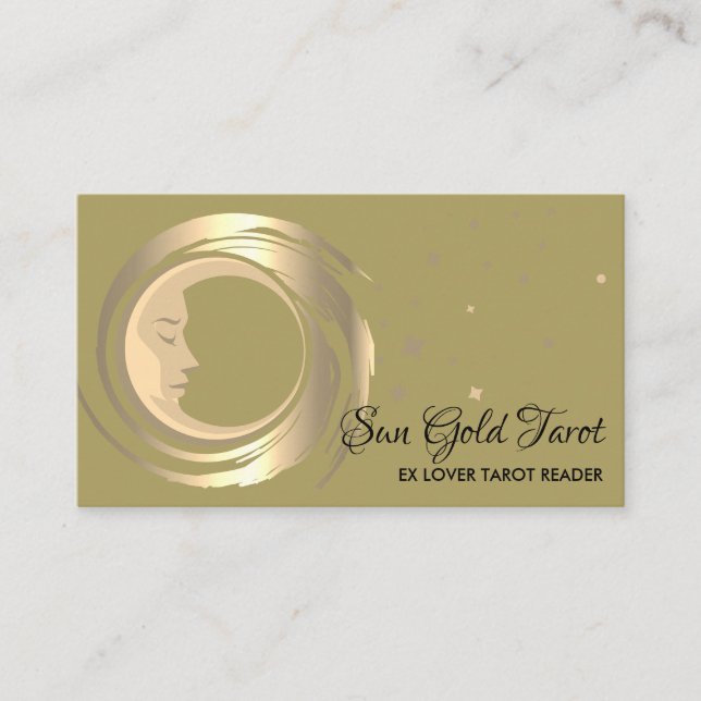 Yellow Tarot Reader Stars Moon Sun Celestial Visitenkarte (Vorderseite)