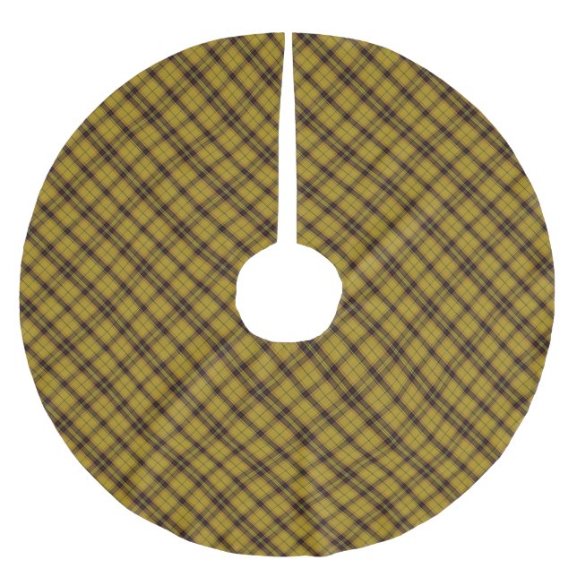 Yellow Tartan Brushed Polyester Tree Skirt Polyester Weihnachtsbaumdecke (Vorderseite)