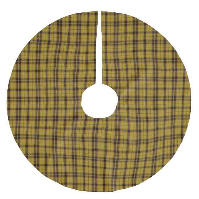 Yellow Tartan Brushed Polyester Tree Skirt Weihnachtsbaumdecke (Vorderseite)