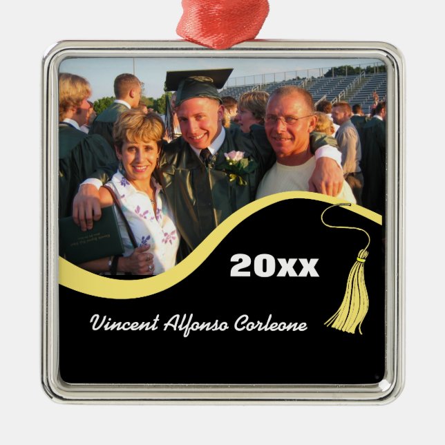 Yellow Tassel Abschluss Ornament Aus Metall (Vorne)