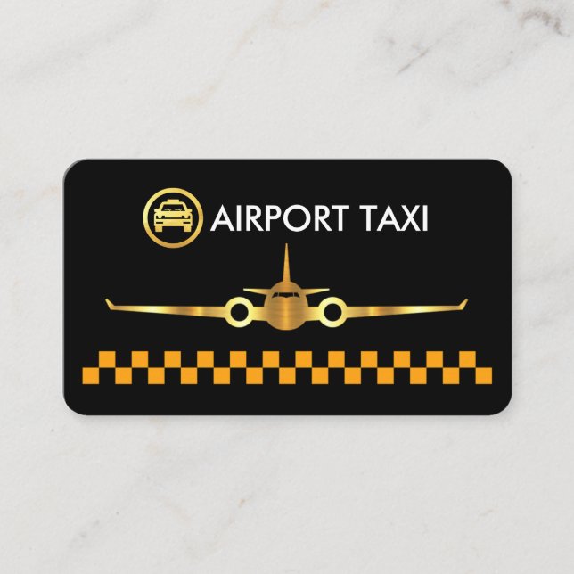Yellow Taxi Boxes Gold Airplane Visitenkarte (Vorderseite)
