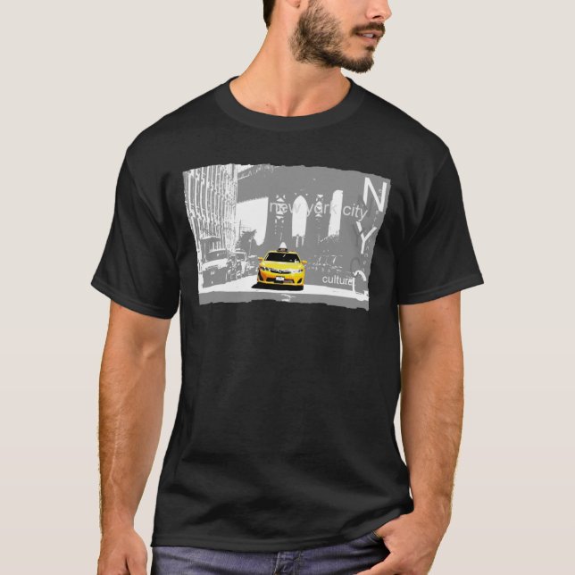 Yellow Taxi Brooklyn Bridge New York City Nyc T-Shirt (Vorderseite)