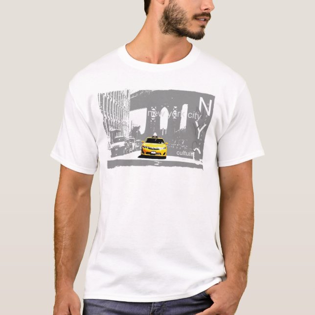 Yellow Taxi Brooklyn Bridge New York City Nyc T-Shirt (Vorderseite)